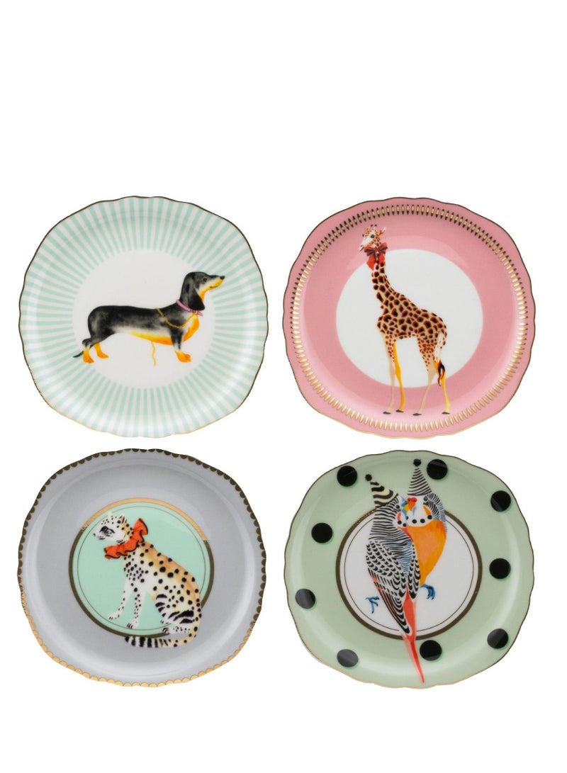 4 Piece Animal Tea Plates, 16cm