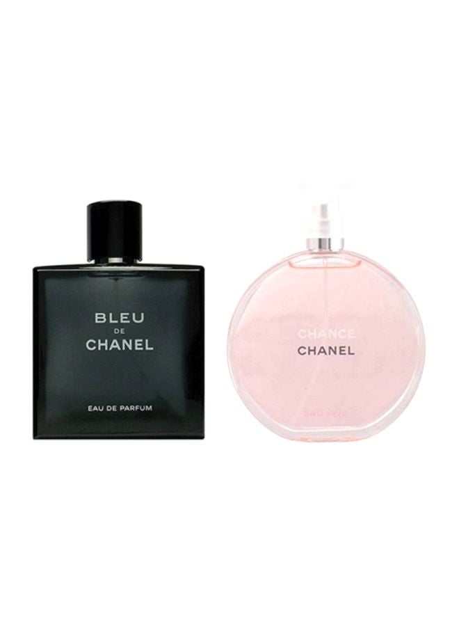Chanel Gift Set Bleu De EDT 100 Ml ,Chance Eau Vive EDT 100ml