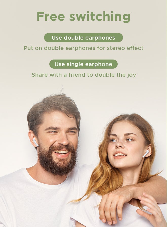 JR-T03S Bluetooth 5.2 TWS Semi In-Ear Earphones Wireless Earbuds With Power Box And Protective Cover Standard Version White