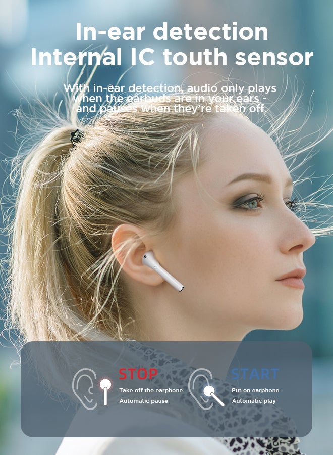 JR-T03S Bluetooth 5.2 TWS Semi In-Ear Earphones Wireless Earbuds With Power Box And Protective Cover Standard Version White