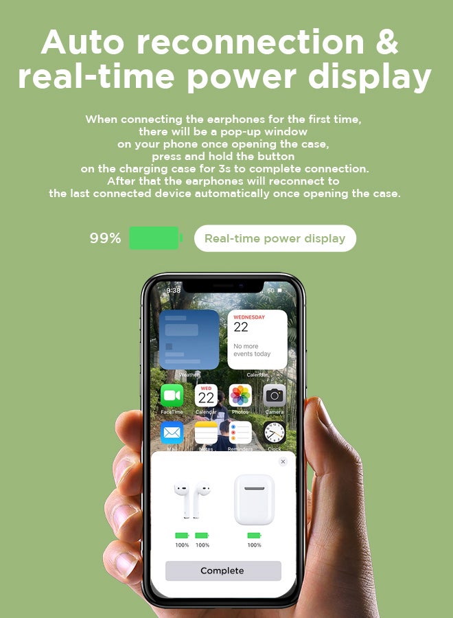 JR-T03S Bluetooth 5.2 TWS Semi In-Ear Earphones Wireless Earbuds With Power Box And Protective Cover Standard Version White