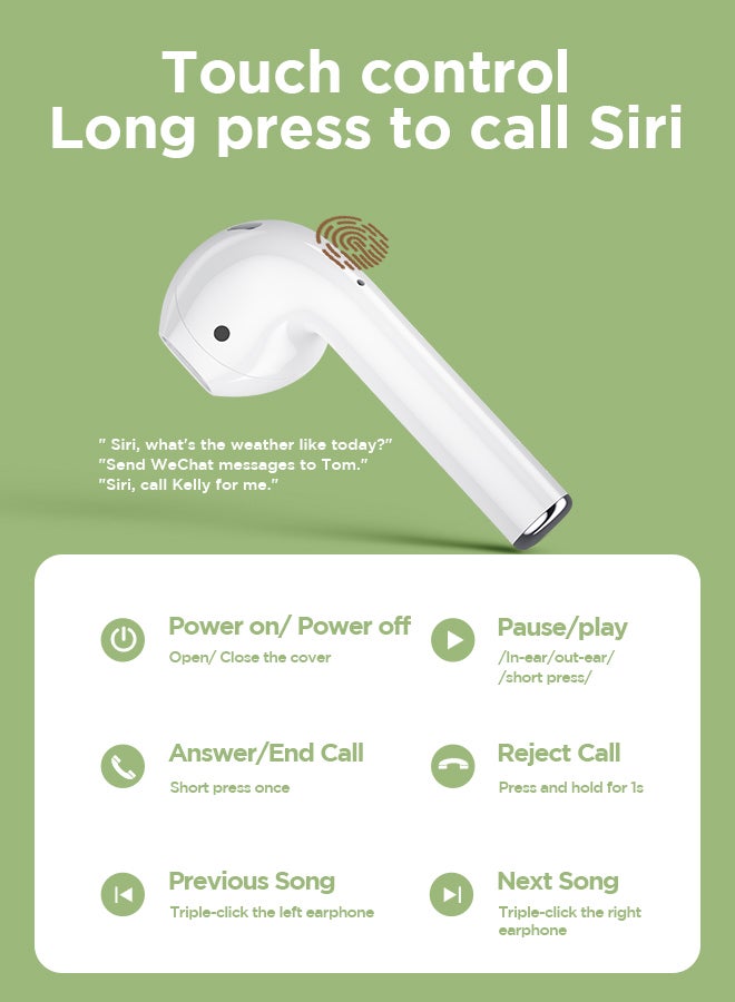 JR-T03S Bluetooth 5.2 TWS Semi In-Ear Earphones Wireless Earbuds With Power Box And Protective Cover Standard Version White