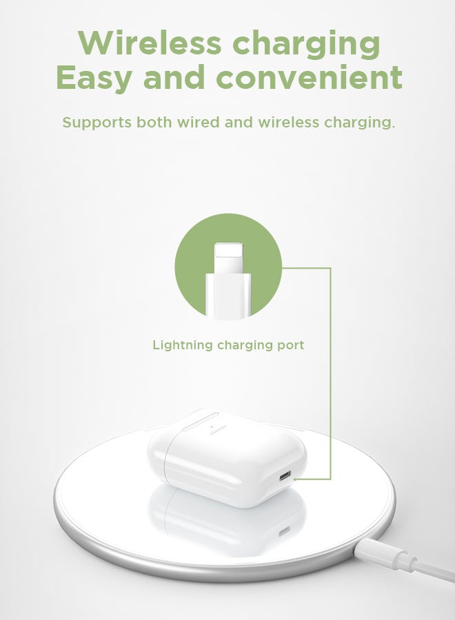 JR-T03S Bluetooth 5.2 TWS Semi In-Ear Earphones Wireless Earbuds With Power Box And Protective Cover Standard Version White