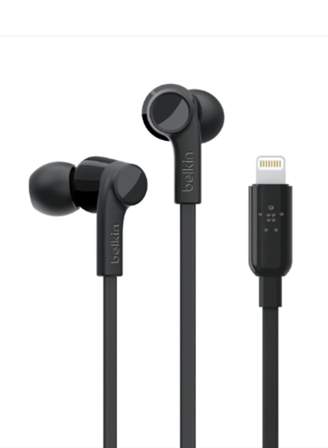 Belkin Soundform Headphones With Lightning Connector, Mfi Certified In-Ear Earphones Headset With Microphone, Earbuds With Water & Sweat Resistant For Iphone 13, Iphone 12 And More - Black Black