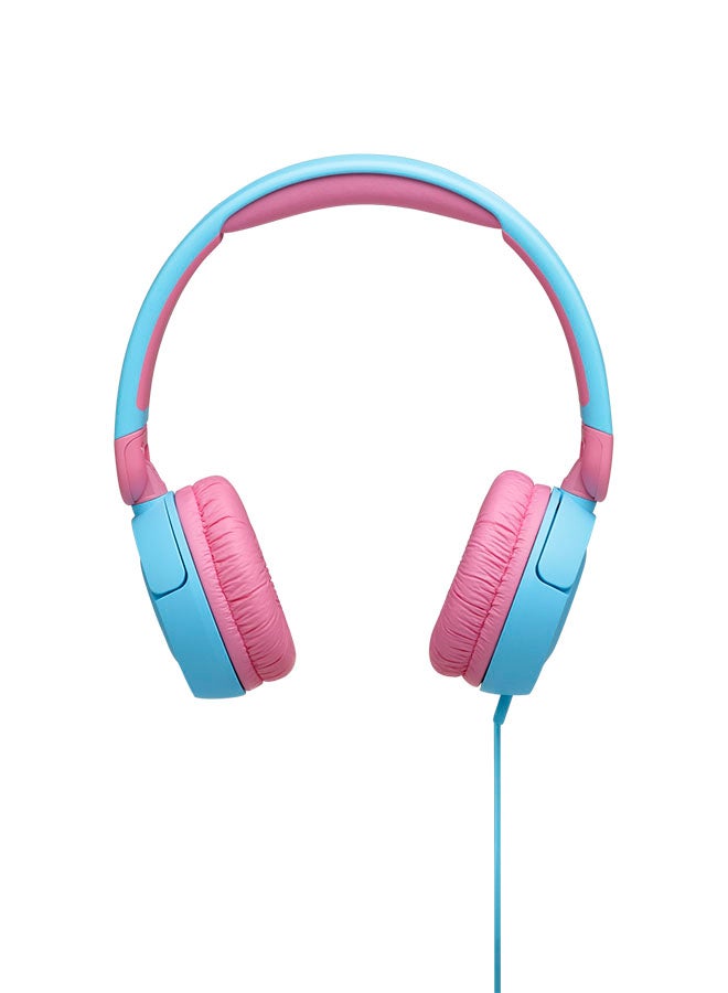 JR310 Kids on-ear headphones single-side flat cable safe listening Blue/Pink