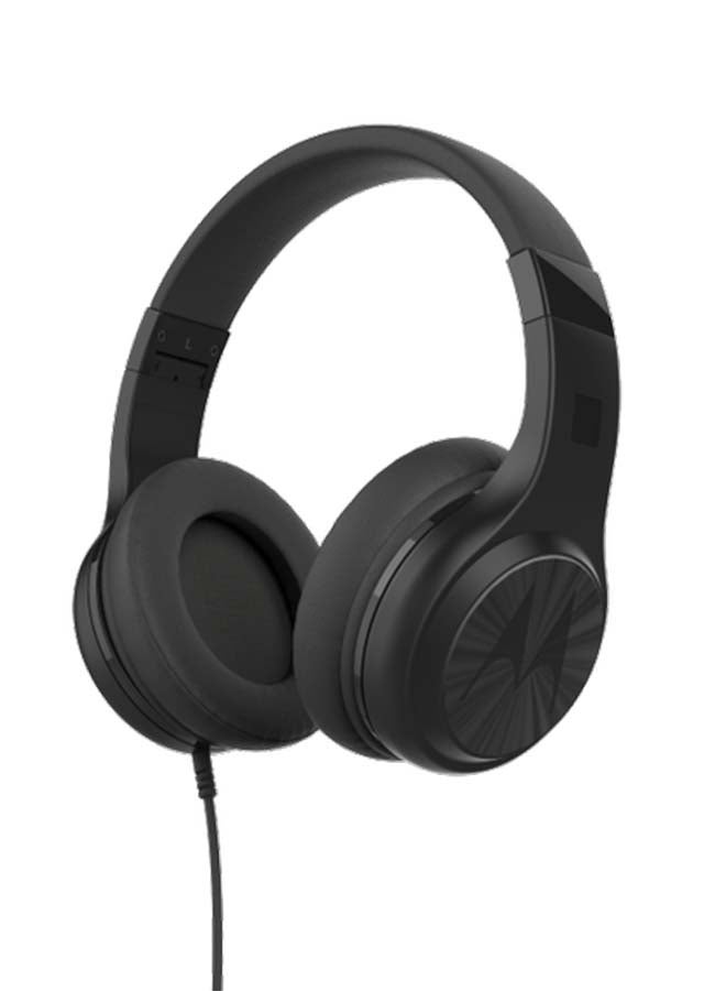 Over-Ear Wired Headphones With Enhanced Bass Black