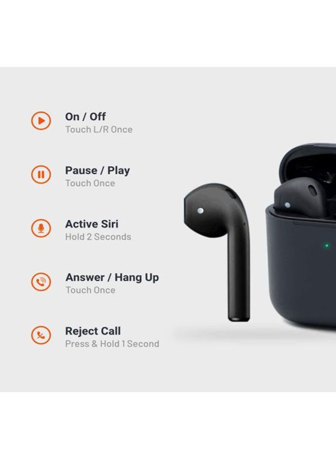 Bluetooth In-Ear Earphones With Mic And Charging Case Black