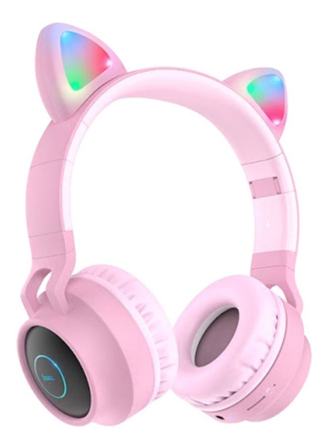Cat Wireless Bluetooth Over Ear Headphones With LED Lights Pink
