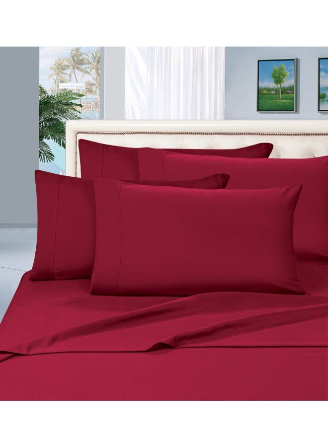 6-Piece Striped Pattern Twin Sheet Set Burgundy