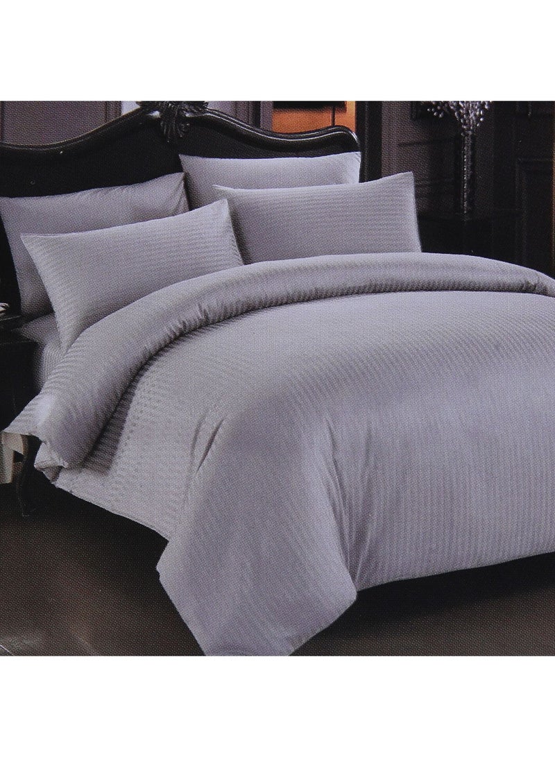 4-Piece Hotel Line Striper Comforter Set Cotton Grey King