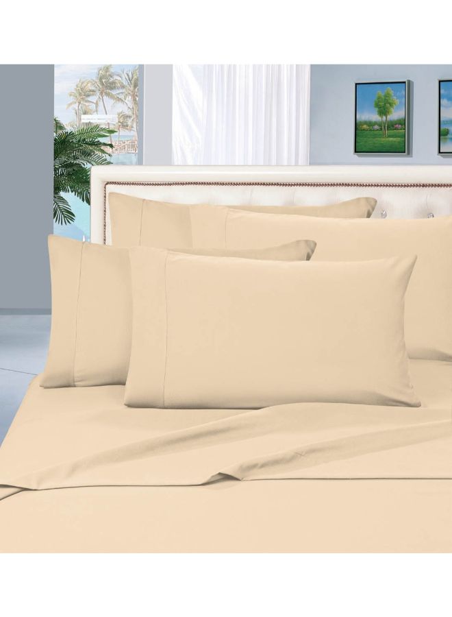 6-Piece Striped Pattern King Sheet Set Cream