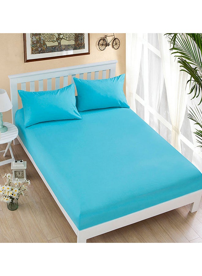 Fitted Bedsheet With Pillowcase Cotton Turquoise King