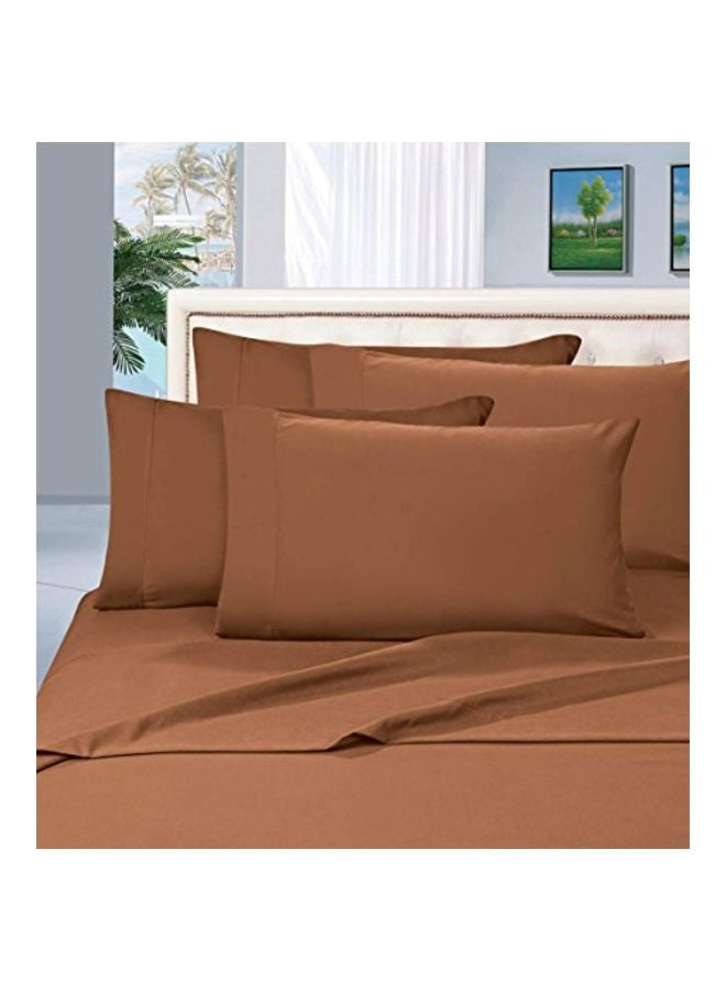 4-Piece Luxurious Bed Sheet Set Light Brown Twin