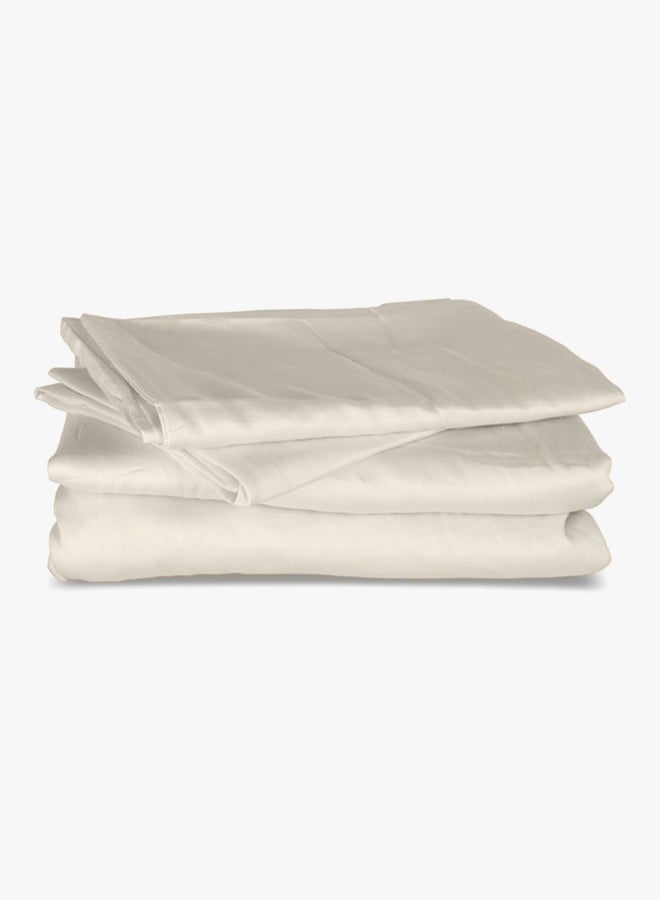 Percale King Fitted Sheet Cotton Ivory 180x200cm