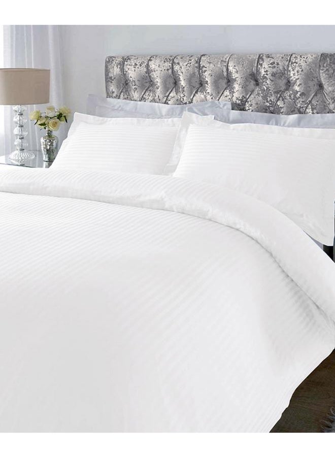 3-Piece Striped Bedsheet And Pillow Case Set Cotton Natural Queen