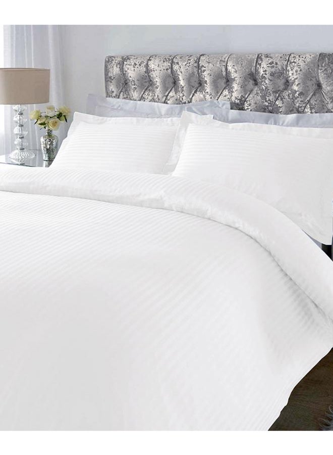 3-Piece Striped Bedsheet And Pillow Case Set Cotton Natural King