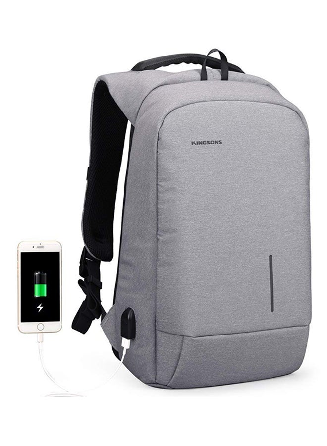 Anti Theft Laptop Backpack With USB Charging Port Grey