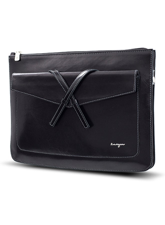 Adroit Leather Document And Macbook Sleeve Black