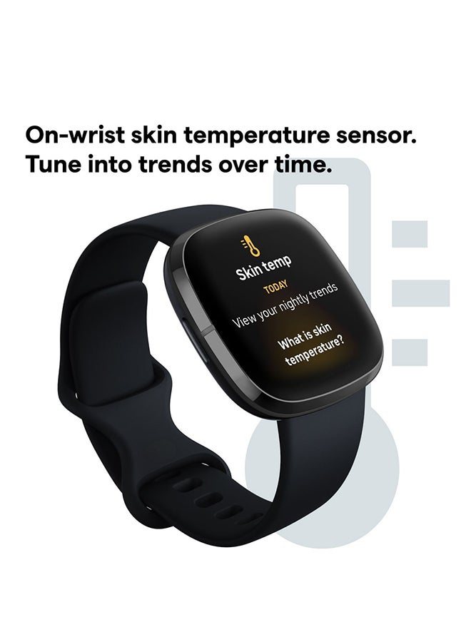 Sense, Advanced Smartwatch With Tools For Heart Health, Stress Management And Skin Temperature Trends Carbon/Graphite Stainless Steel