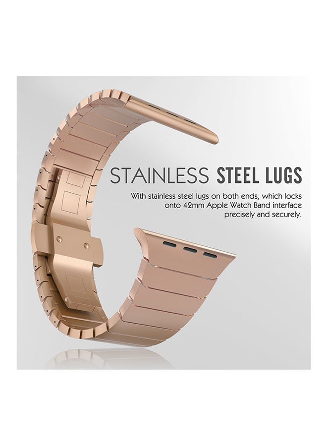 Stainless Steel Band Strap With Screen Protector For 42mm Apple Watch Gold