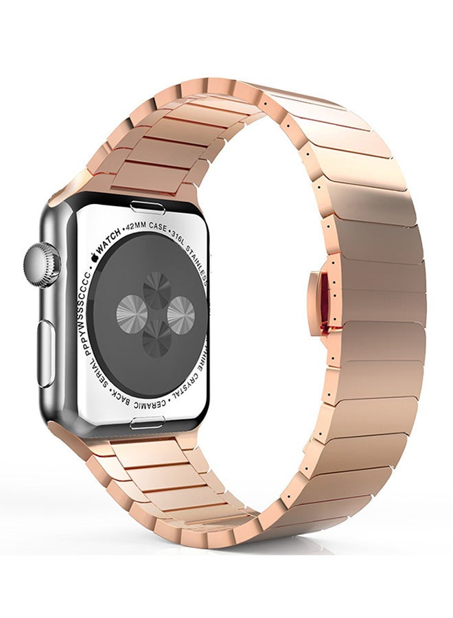 Stainless Steel Band Strap With Screen Protector For 42mm Apple Watch Gold