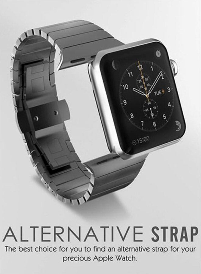 Stainless Steel Band Strap With Screen Protector For 42mm Apple Watch Grey