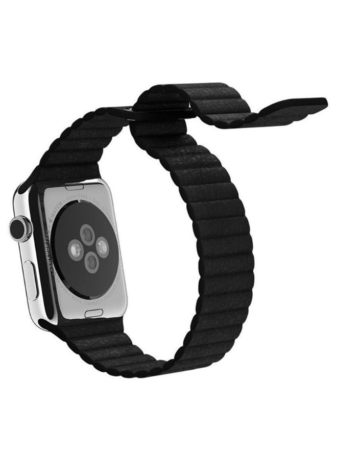 Replacement Leather Band For Apple Watch Series 3/2/1 Black