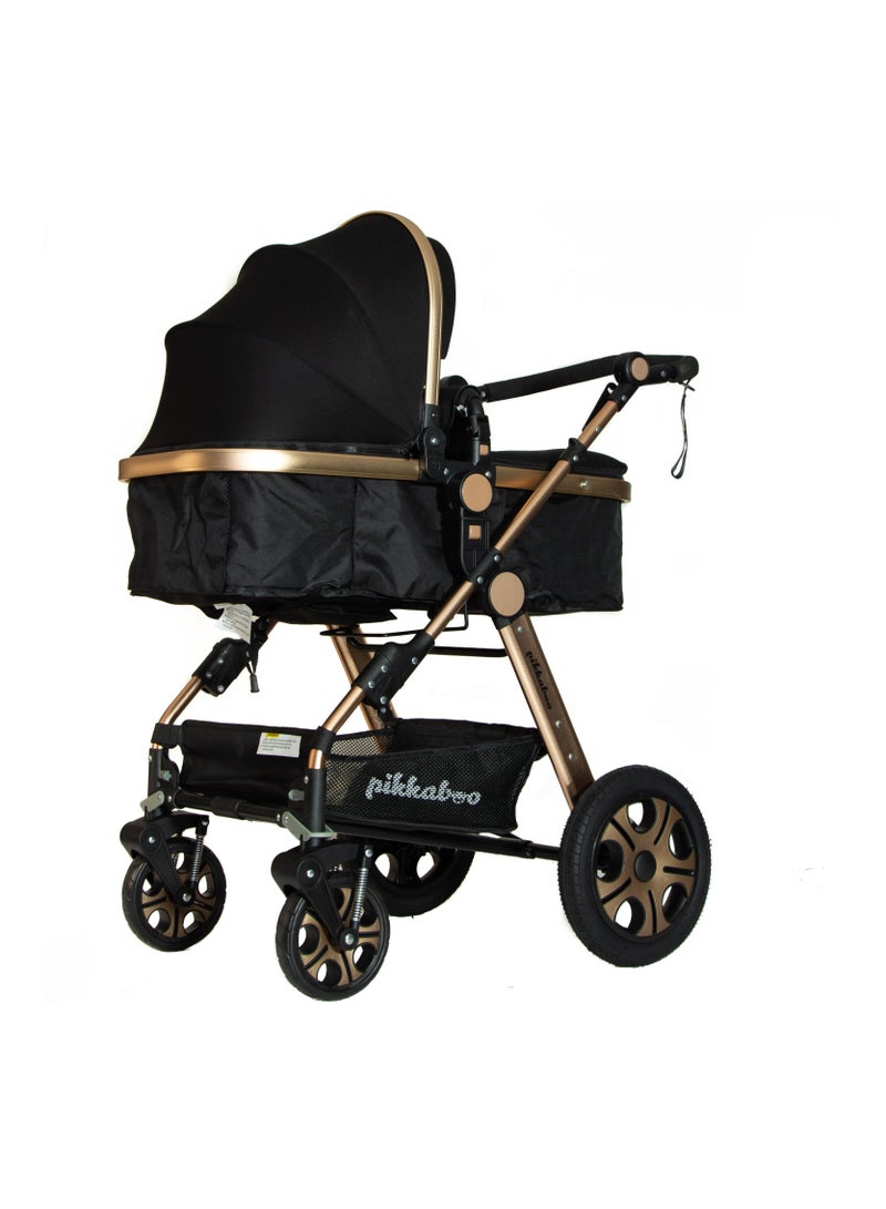 Pikkabo-3in1 Luxury Pram Stroller-Black