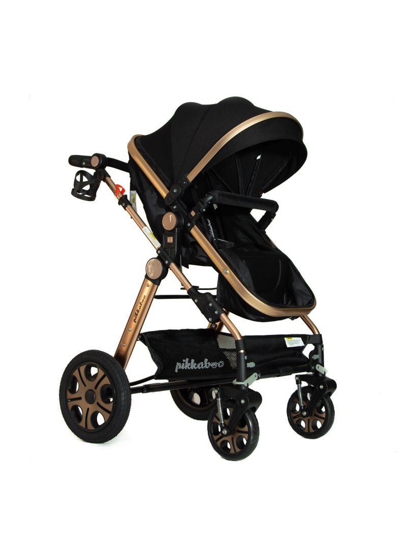 Pikkabo-3in1 Luxury Pram Stroller-Black