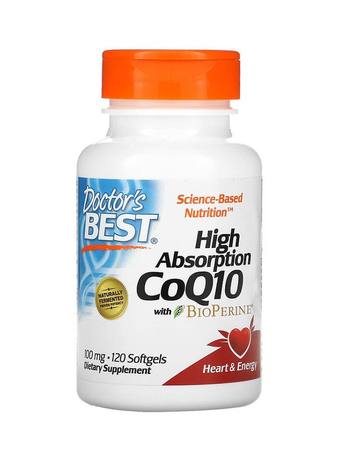 High Absorption Coq10 With Bioperine - 120 Veggie Capsules 100 mg