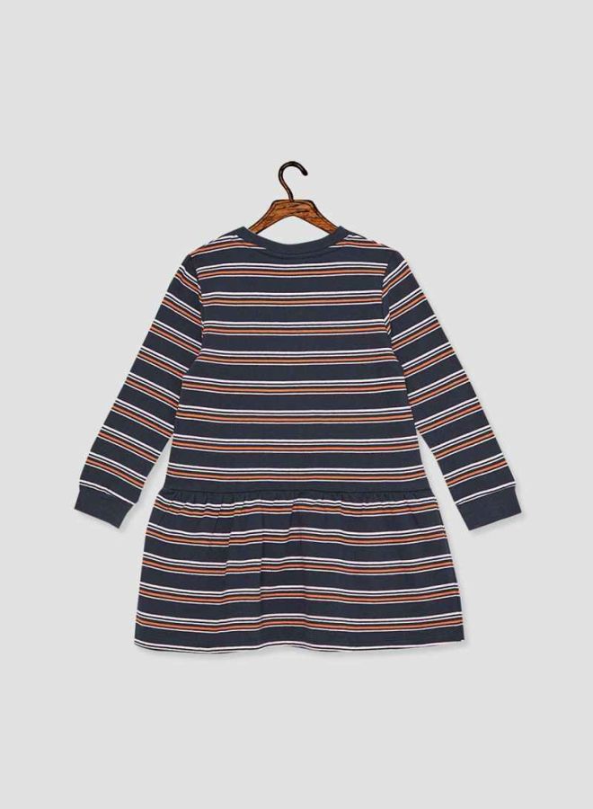 Striped Drop Waist Dress Dark Sapphire