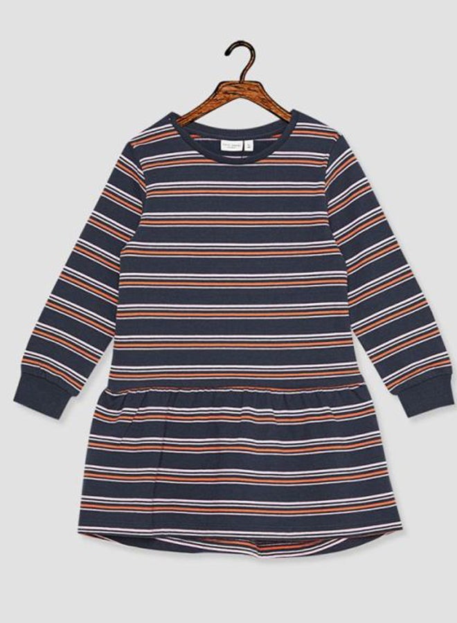 Little Striped Drop Waist Dress Dark Sapphire
