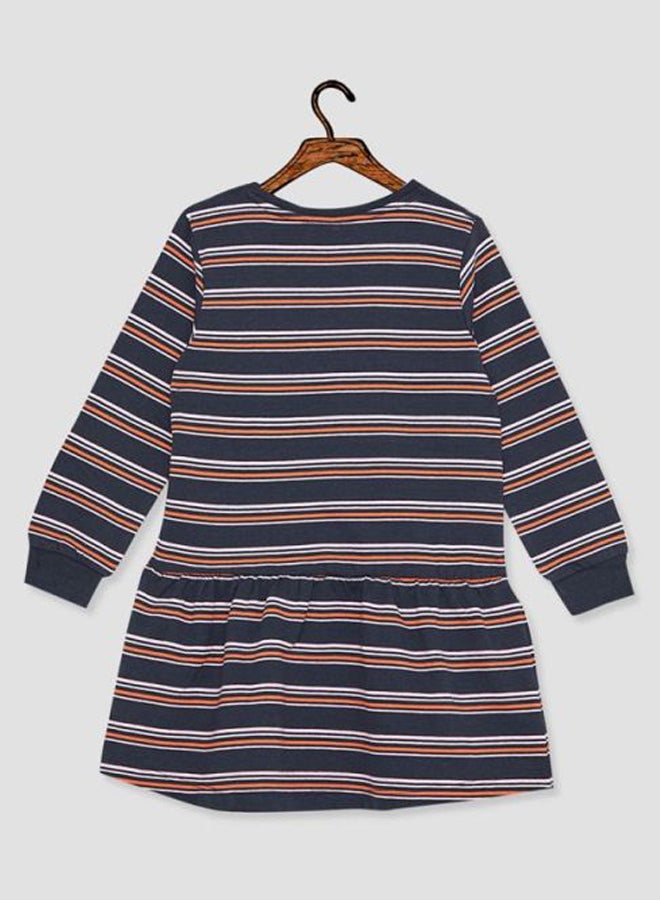Little Striped Drop Waist Dress Dark Sapphire