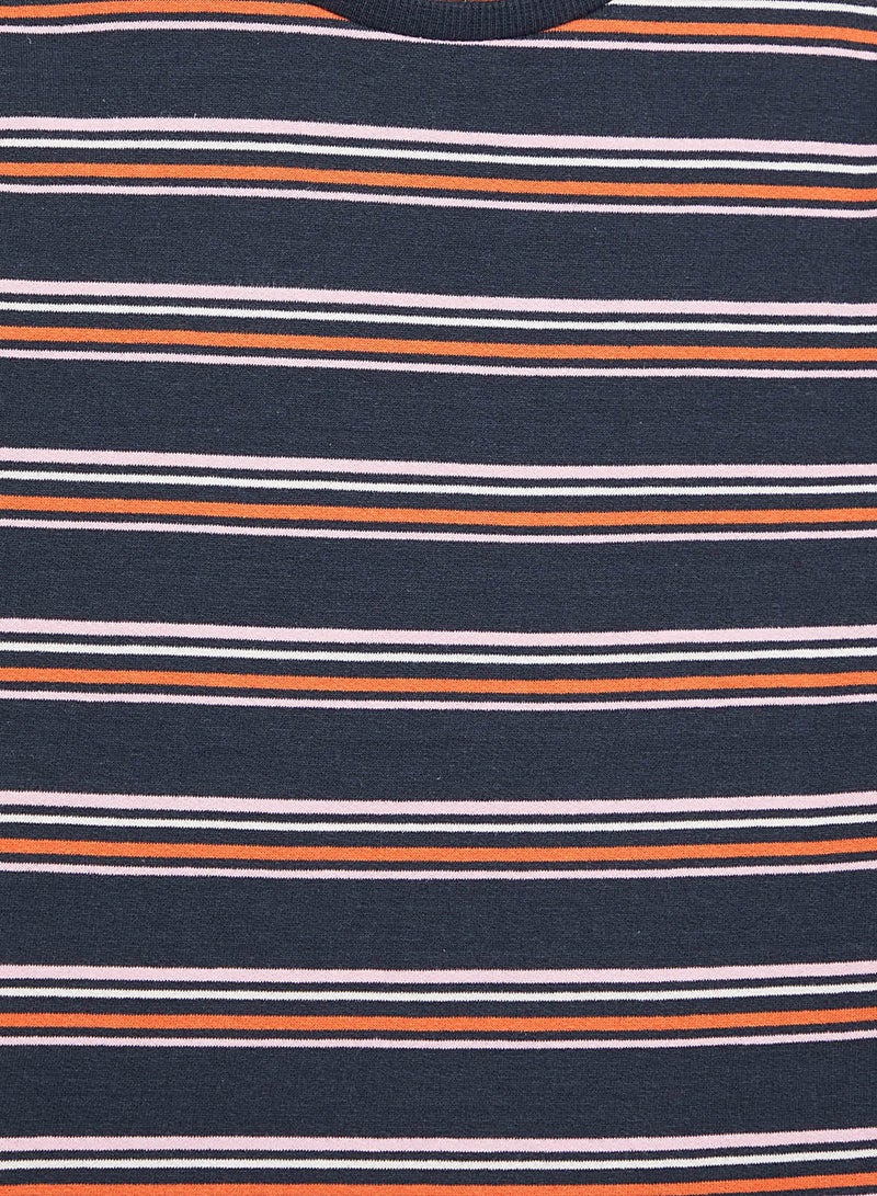 Little Striped Drop Waist Dress Dark Sapphire