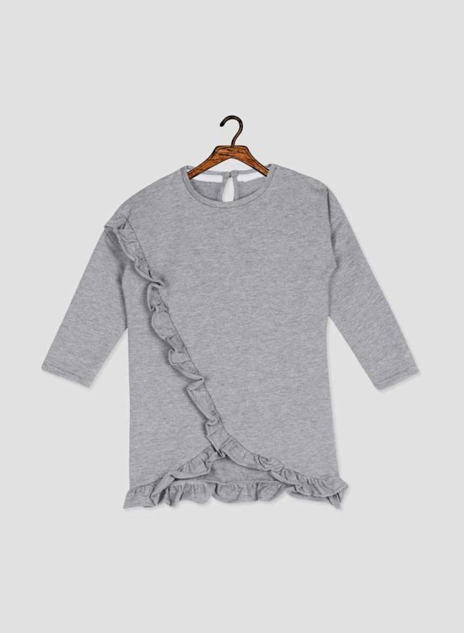 Ruffle Detailed Tunic Grey Melange