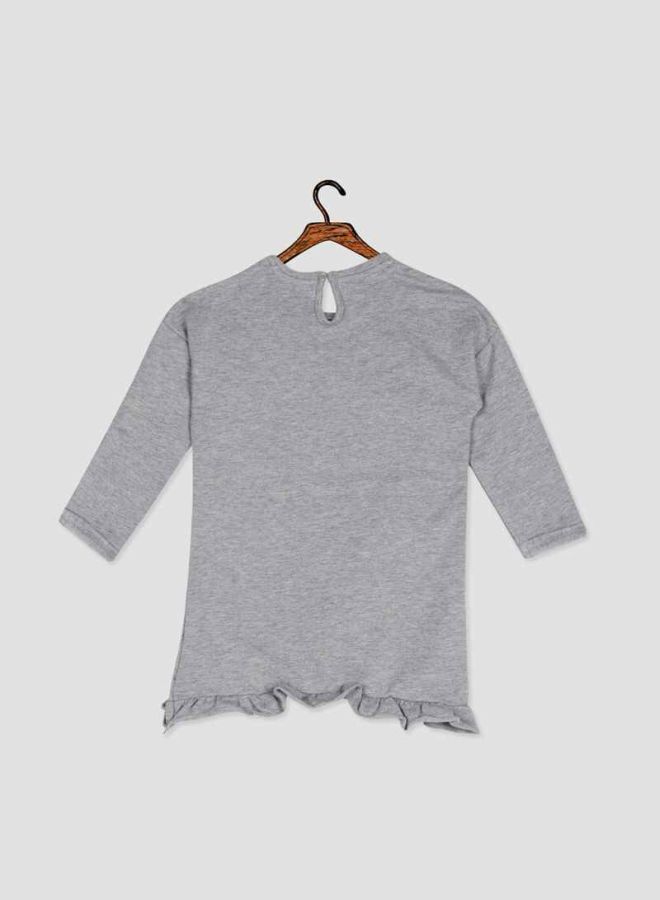 Ruffle Detailed Tunic Grey Melange