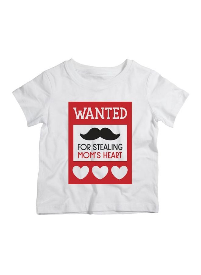 Casual Stealing Mom Heart Printed T-Shirt White/Red