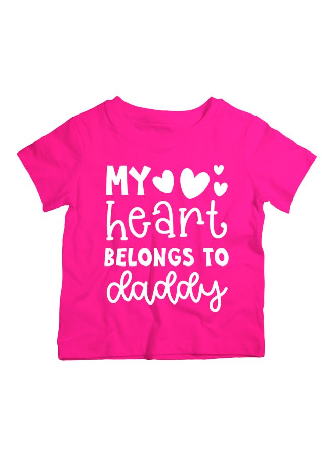 My Heart Belongs To Daddy Printed T-Shirt Pink/White