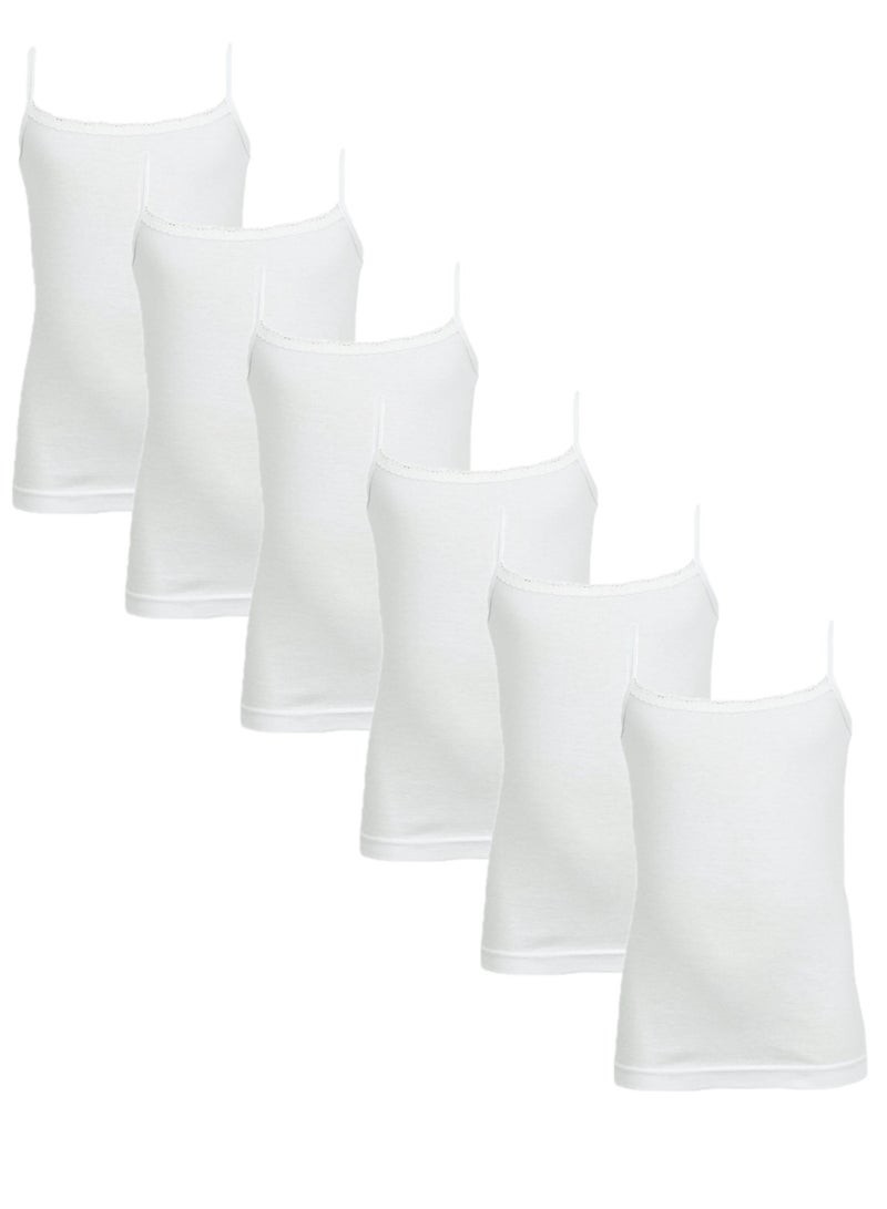 6 - pieces  Cotton Camisole underwear Girls  white