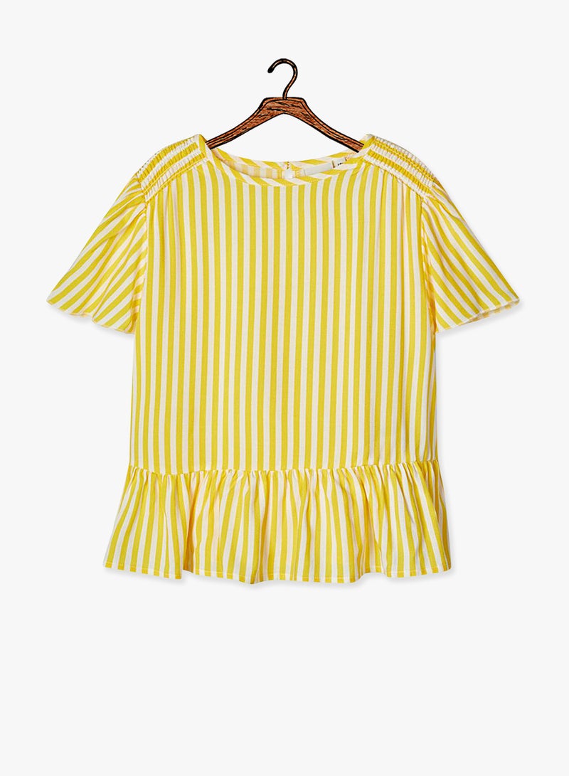 Kids Vertical Striped Top Yellow