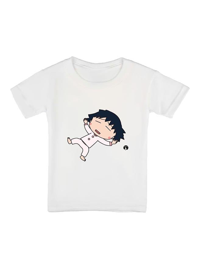 Anime Chibi Maruko-Chan Printed Short Sleeves T-Shirt White