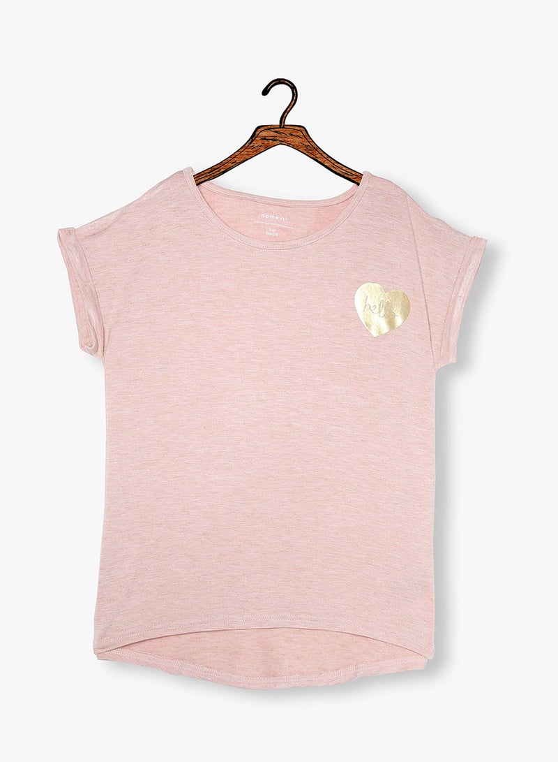 Kids Golden Heart T-Shirt Pink