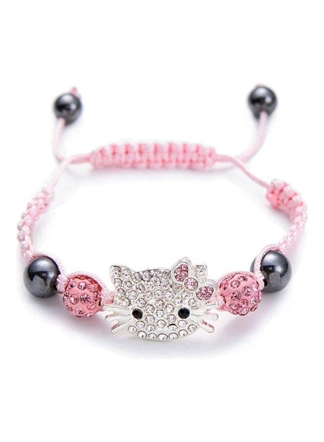 Bracelet for girls birthday gift pink   kitty rope pink