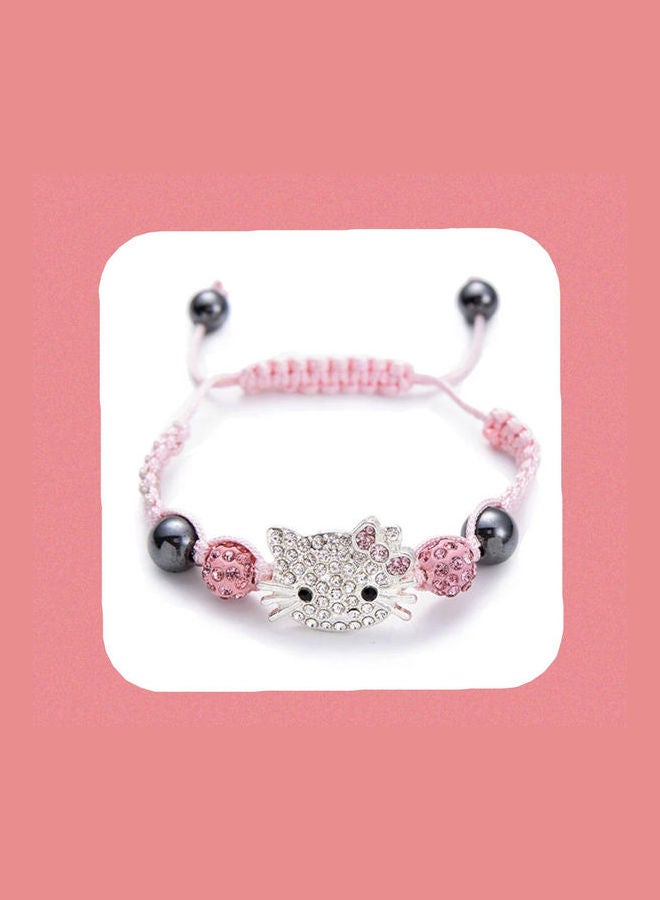 Bracelet for girls birthday gift pink   kitty rope pink