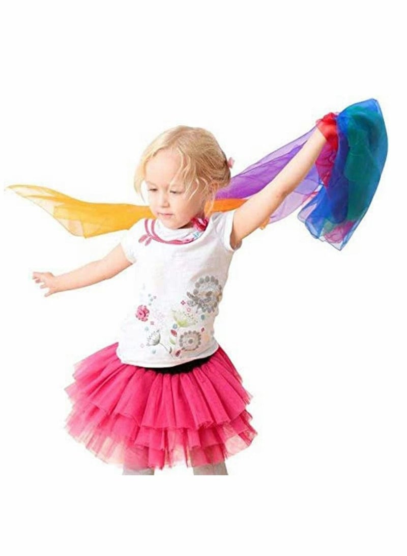 Gradient Color Square Scarves Juggling Scarves Silk Dance Scarves Performance Props Dancing Scarves for Music and Movement, Fun Juggling Scarves for Kids, Toddlers Scarves Dance Props, 12PCS
