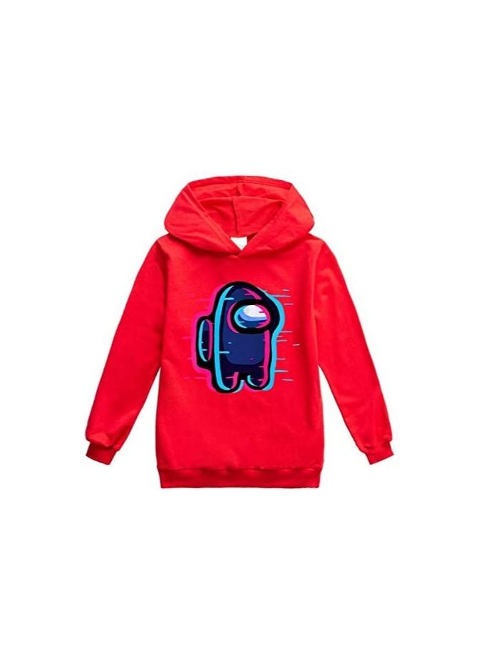 Among Us Printed RED  Hoodie for Unisex Kids top Pullover