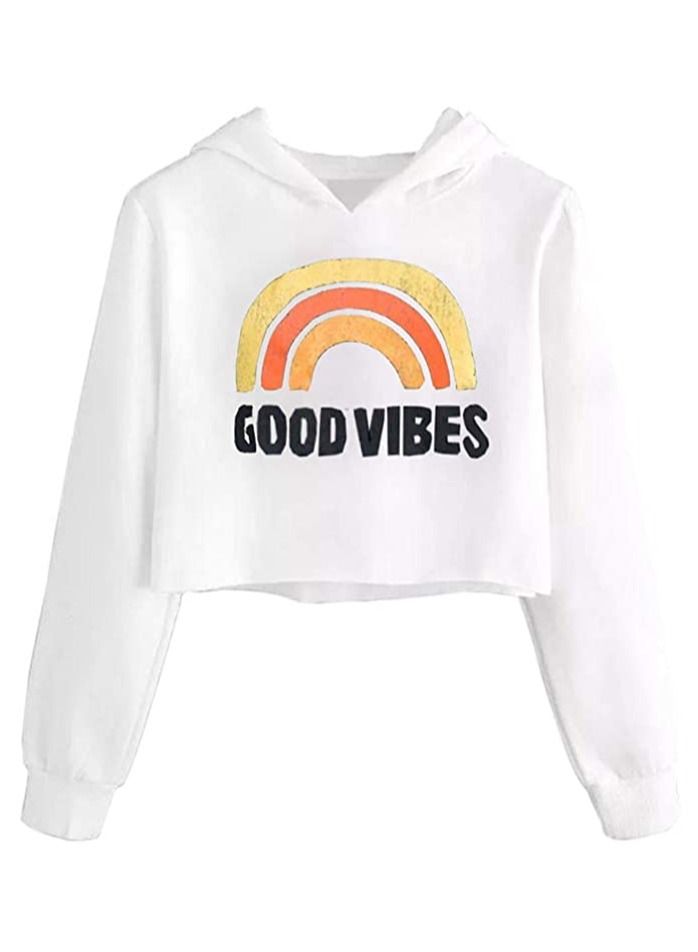 Girls Unicorn Good Vibes Crop Tops Adult And Kids Cute Hoodies Long Sleeves Sweatshirts