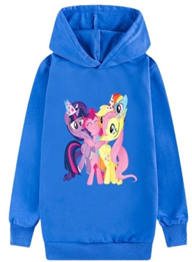 Unicorn Printed Hoodie Royal Blue