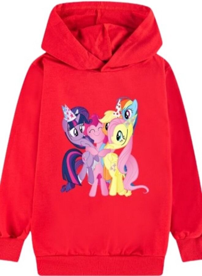 Unicorn Printed Hoodie Red