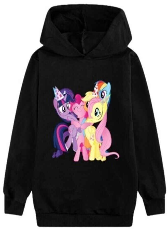 Unicorn Printed Hoodie Black